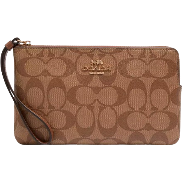 Coach Womens Large Corner Zip in Signature PVC Bag - Beige - One Size
