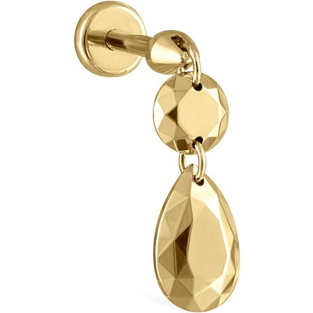 Maria Tash Double Faceted Threaded Charm Stud Single Earring - Gold - One size
