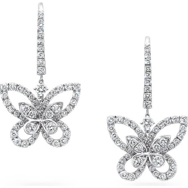 Graff White Gold and Diamond Butterfly Drop Earrings - One size