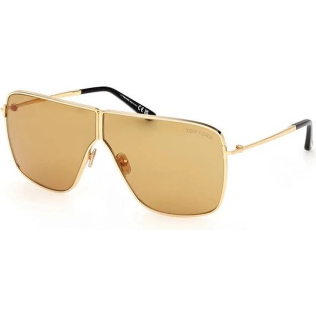 TOM FORD Unisex FT1159 HUXLEY 30E Sunglasses Metal Gold Brown Squared Normal