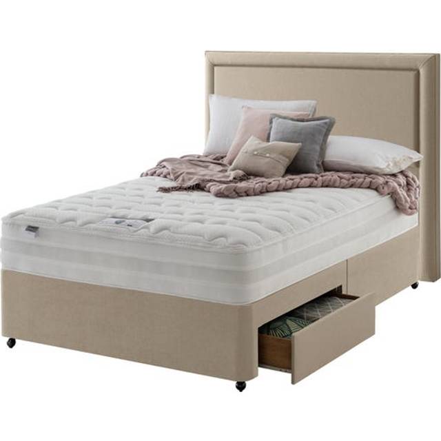 Silentnight Mirapocket 2000 Memory 150cm 2 Drawer Divan Set - Sandstone No Headboard, Brown