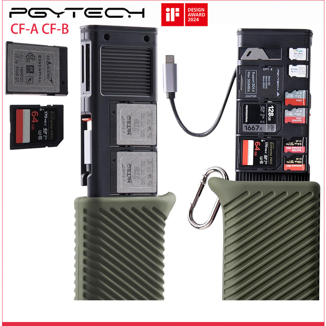 Pgytech CFexpress CreateMate Card Reader Case with Type A or SD Compatibility (Classic Black)