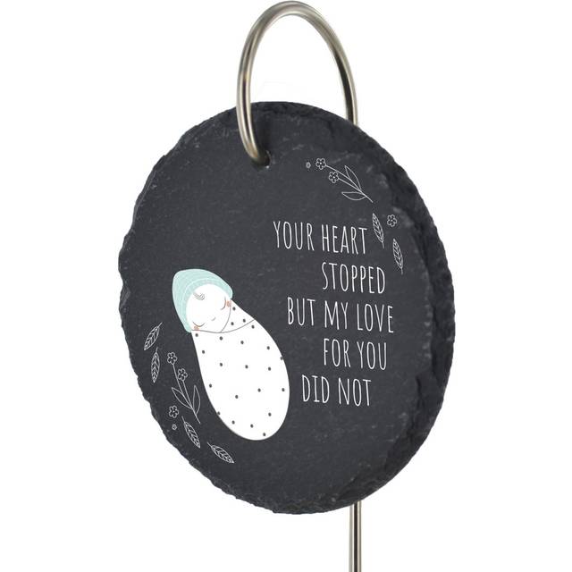 Blech Waterproof Slate Circle Grave Marker People Memorial Plaque - Grey (25cm H X 11cm W X 1cm D)