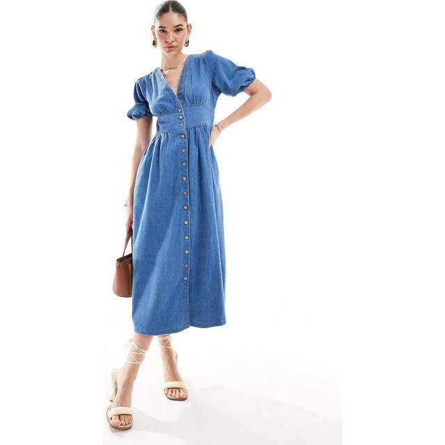 Mid Wash Blue Denim Starlight Midi Dress (6)