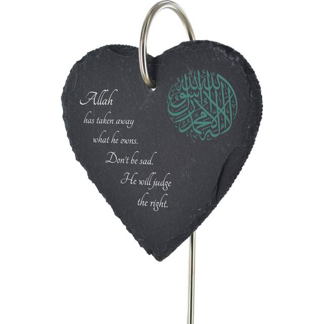 Binetta Waterproof Slate Heart Grave Marker People Memorial Plaque - Grey (25cm H X 11cm W X 1cm D)