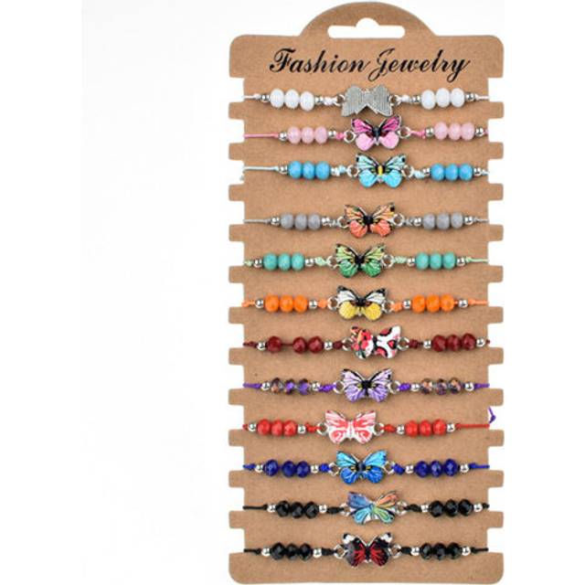 (12Pcs/sets Butterflies) Boho Bracelet Handmade Braided Beads