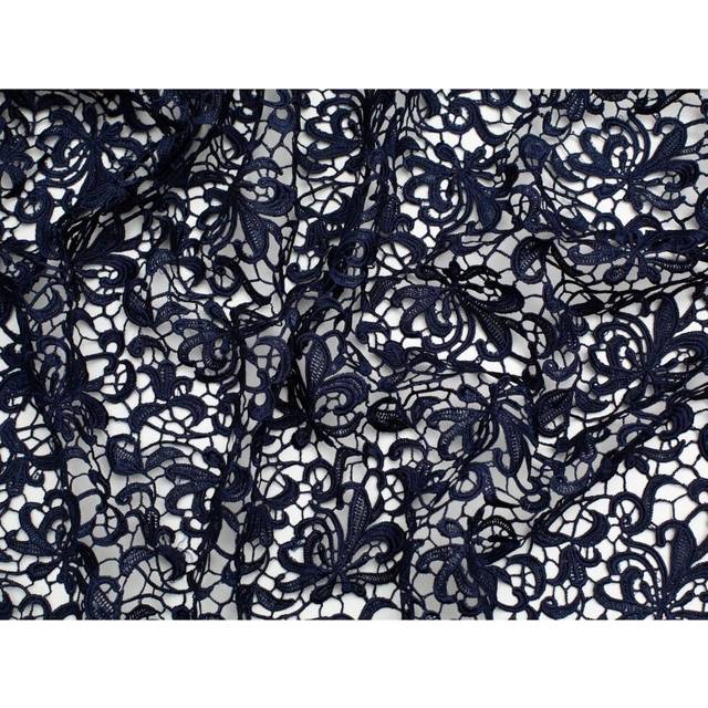 Minerva Core Range Heavy Guipure Lace Fabric Navy Blue