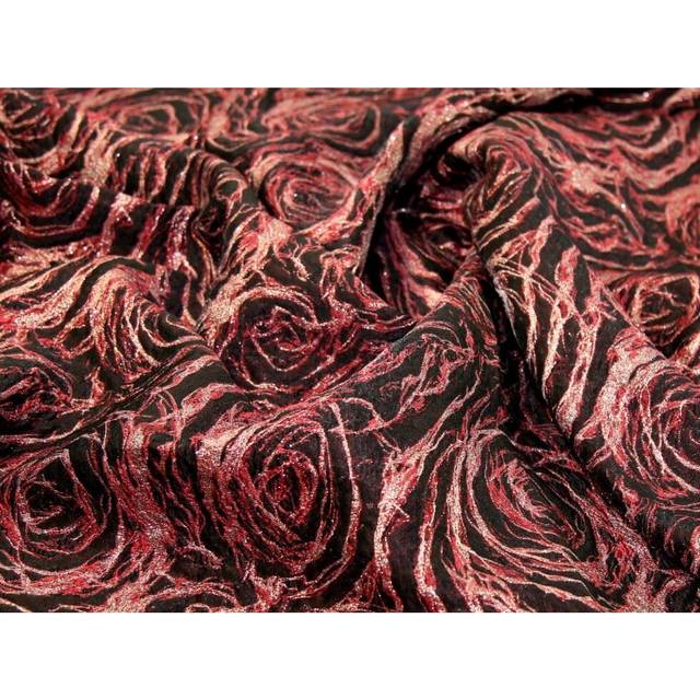 Harmony Metallic Woven Brocade Fabric Burgundy