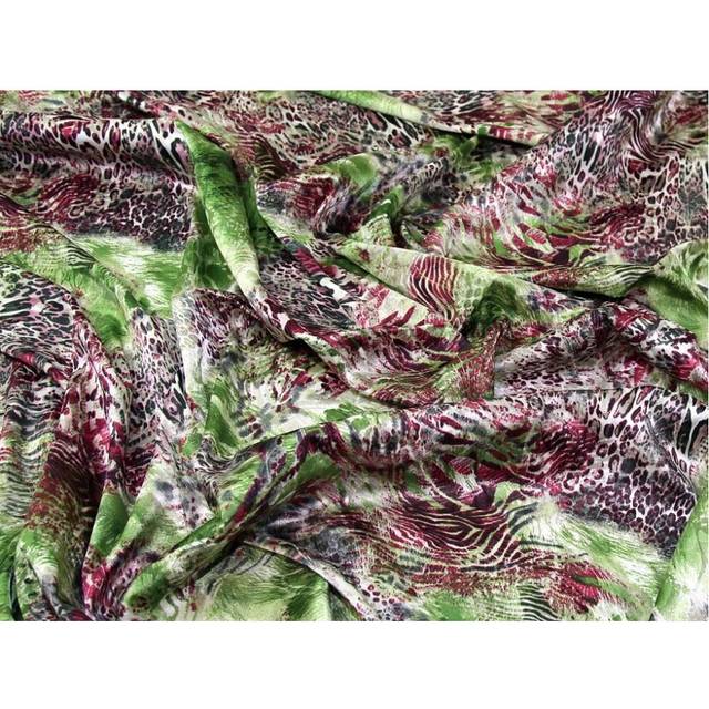 Minerva stretch woven satin fabric green multi - per metre