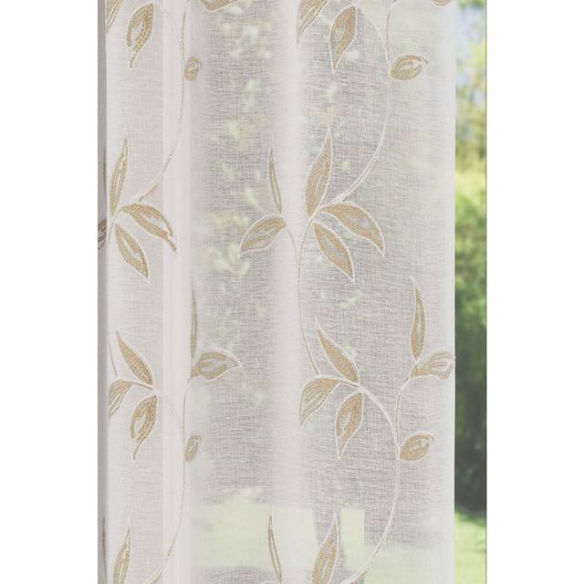 Antwin Polyester Sheers & Voiles Rod Pocket Curtain Single - Brown;White (139.7cm Width x 137.16cm Drop)