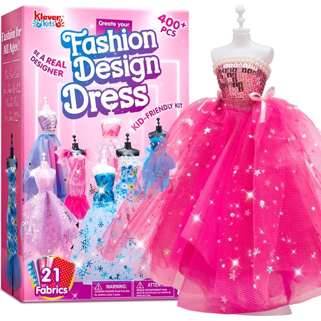 Klever Kits Fashion Designer Kit for Girls,Sewing Kit with 4 Mannequins,Creativity DIY Arts & Crafts Kit Learning Toys Sewing Kit for Kids-Girl Toys