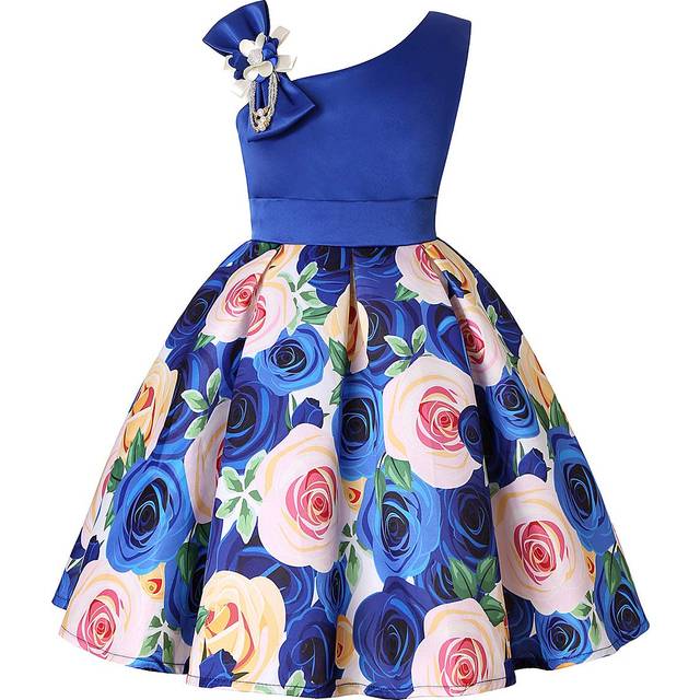 NSSMWTTC Flower Girls Dresses Toddler Baby Birthday Graduation Halloween Day Easter Pageant Graduation Dress (Blue 100)