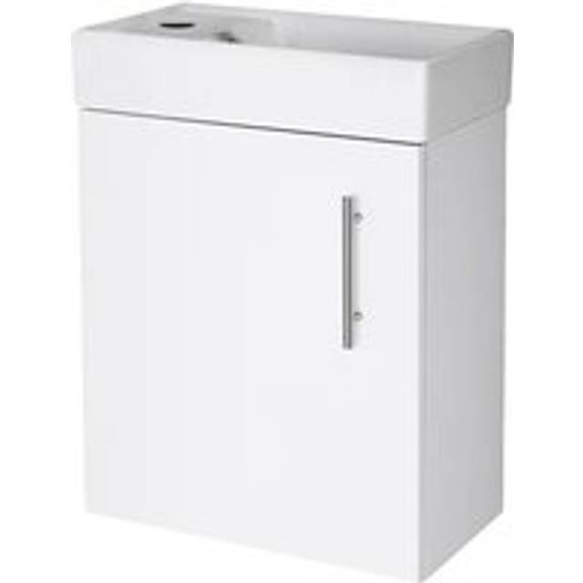 Gloss white 400mm wall hung vanity unit compact bathroom sink modern