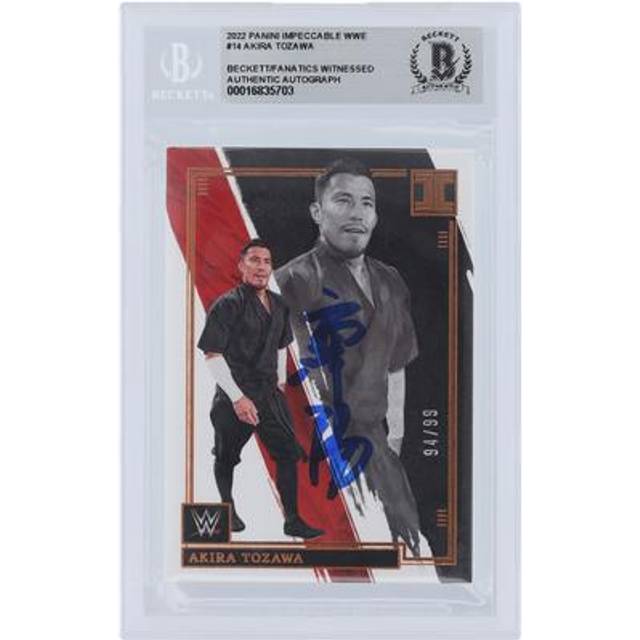 Akira Tozawa WWE Autographed 2022 Panini Impeccable #14 #94/99 Beckett Fanatics Witnessed Authenticated Card