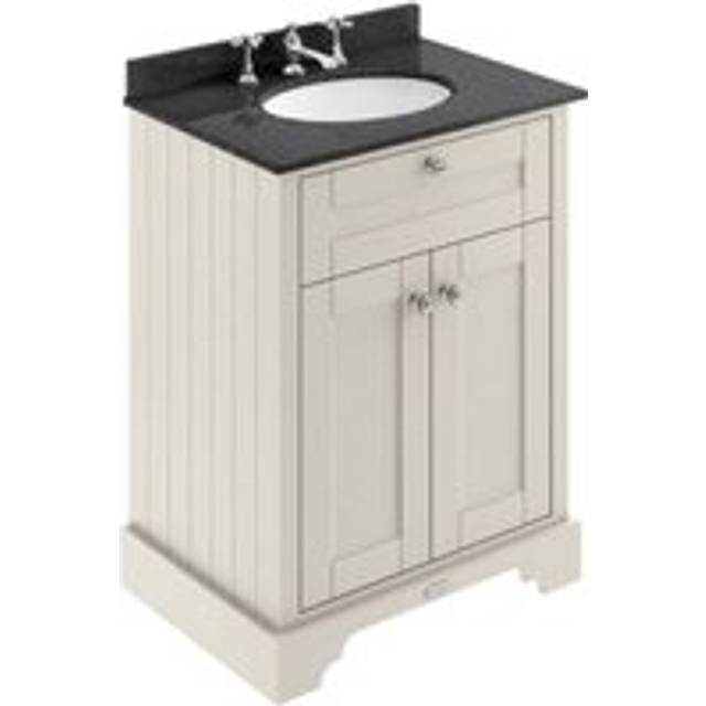 Old London Floor Standing 2 Door Vanity Unit With 3 Tap Hole Black Marble Top 600Mm - Timeless Sand