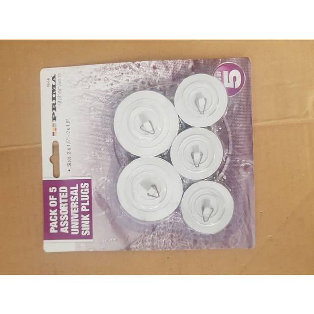 Sink Plug Basin Bath Stopper Kitchen Bathroom  Universal White 5pc