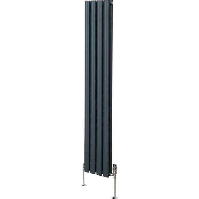 (1600mm x 240mm, Anthracite Grey) Oval Column Designer Radiator & TRV Valves