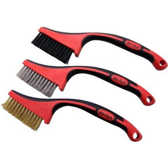 Amtech 3 Piece Wire Brush Set - Brass/Stainless Steel/Nylon Brushes