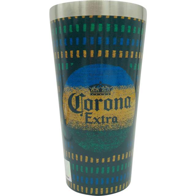 Corona Extra 880919 16 oz Blue, Yellow & Green Metal Double Walled Pint Glass