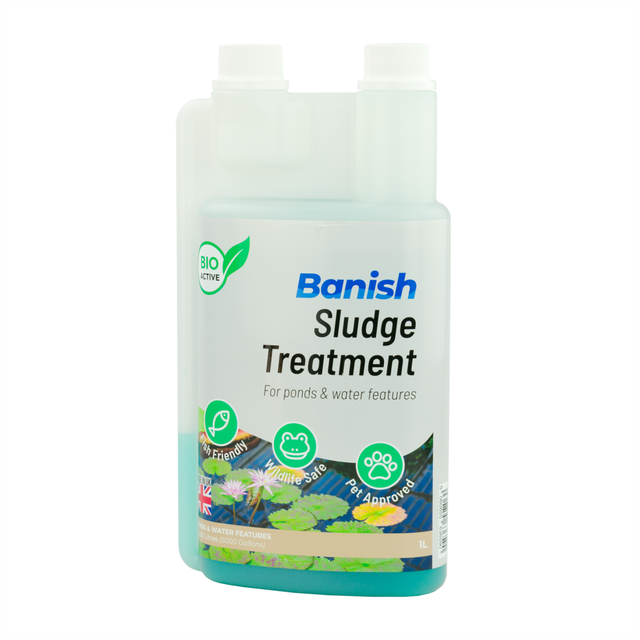 (1L Bio Sludge Treatment) Banish BioActive Sludge Remover Pond Water Treatment Natural Silt Clear Fish Filter Wildlife Pet Safe Pisces