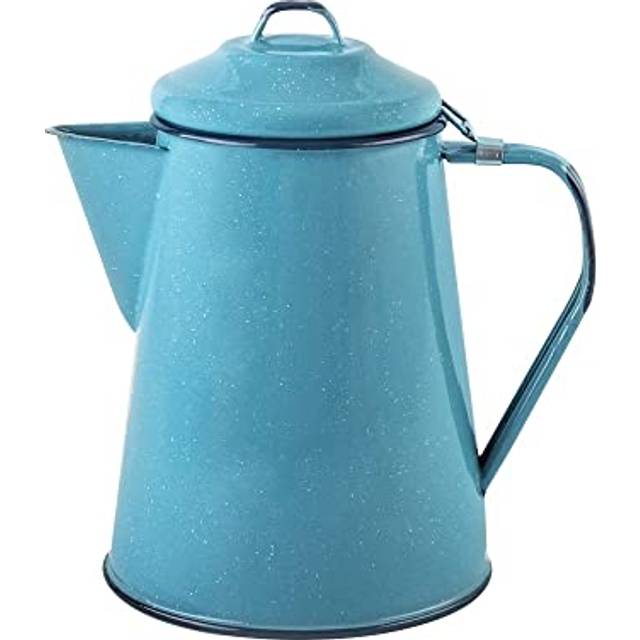cinsa Enamelware coffee Pot Turquoise color - 8 cups - camping Essentials - Hot Water for coffee and Tea - Light and Resistant