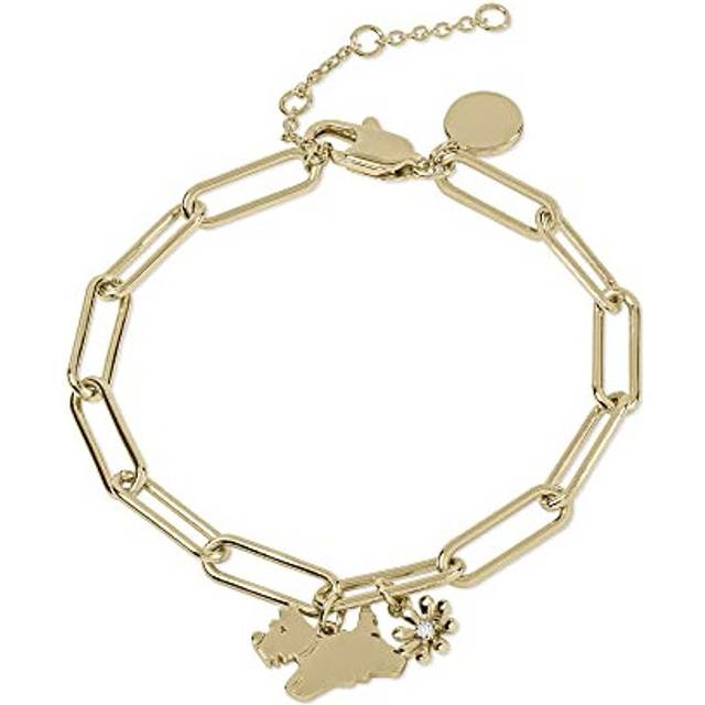 RADLEY Ladies 18ct Pale Gold Dog and Flower Charm Bracelet RYJ3230S