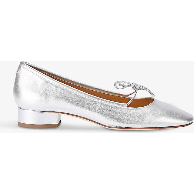 Aeyde Womens Silver Darya Bow-embellished Metallic-leather Heeled Courts Eur 37 / 4 Uk Women - SILVER