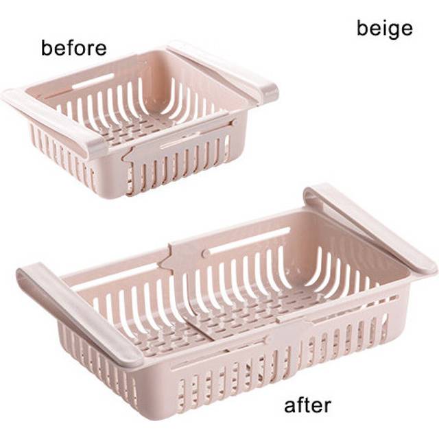 (a-beige-1pcs) Kitchen Refrigerator Storage Box Fresh Spacer Layer Storage Rack Drawer Sort Kitchen Accessories Hanging Organizer Storage Rack