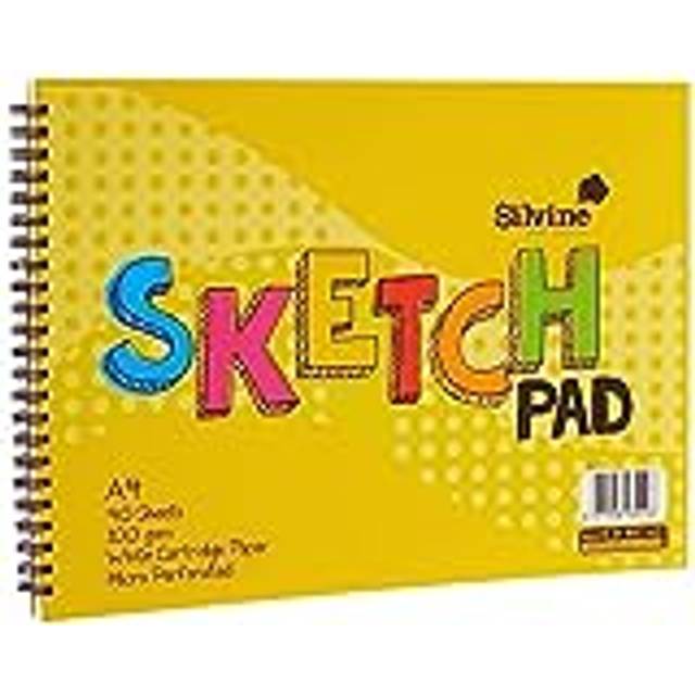 Silvine A4 Wirebound Sketch Pad - 40 sheets of 100gsm Smooth White Cartridge Paper (210 x 297mm), 407