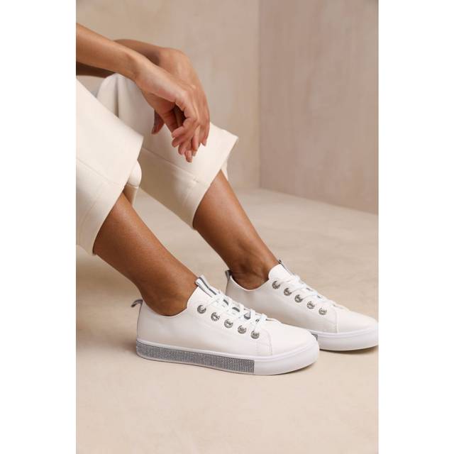 Where's That From Wheres Womens 'Splendor' Crystal Trim Trainers - Silver - Size UK 3
