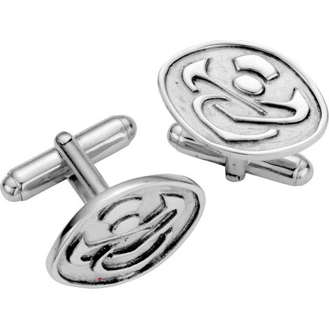Cufflinks Sterling Silver Elliptical Abstract Framed Scottish Thistle