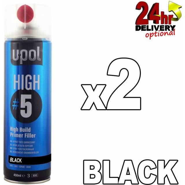 U-pol High5 1k Ready For Use Black High Build Paint Primer 450ml 2 Cans Upol
