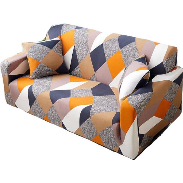 (Geometric Diamond Shape) 2 Seater High Stretch Sofa Cover Couch Lounge Protector Pattern Slipcovers