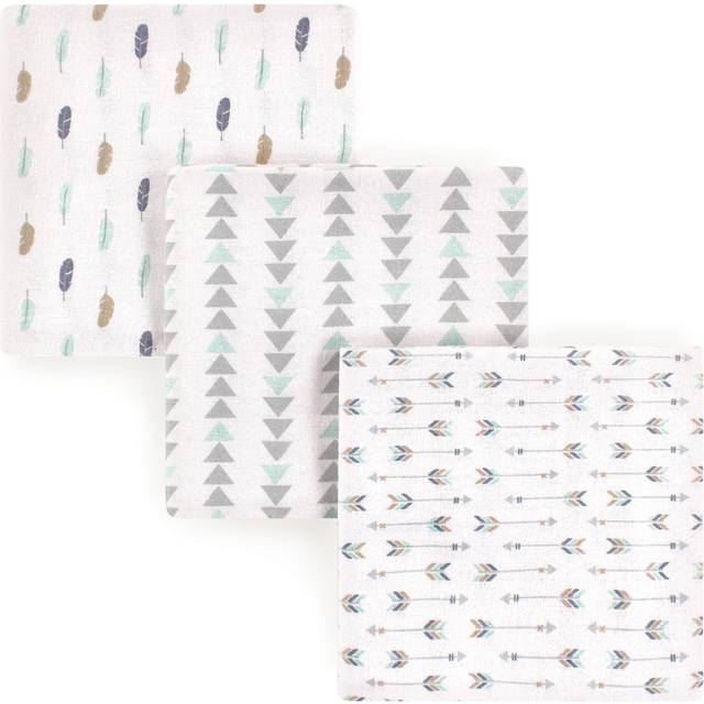 Luvable Friends Unisex Baby Cotton Flannel Receiving Blankets  Boy Feathers 3-Pack  One Size