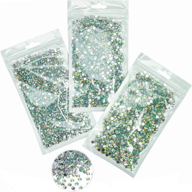 16000PCS AB Crystal Resin Rhinestones for Crafts Crystal White AB Flatback Resin Rhinestone 3mm 4mm 5mm Non-Hotfix Stones Diamonds Crystals Gems for B