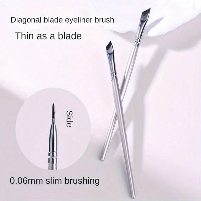 SHEIN 2pcs Angled Brush Eyebrow Brush Eyeliner Gel Makeup Brush, Eye Socket Brush For Eyebrows And Eyes