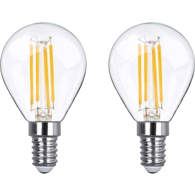 (2 Pack) LED Filament Light Bulb G45 Golf Ball E14 Screw 40w Warm White Mini Globe 2700K Band D Energy Saving