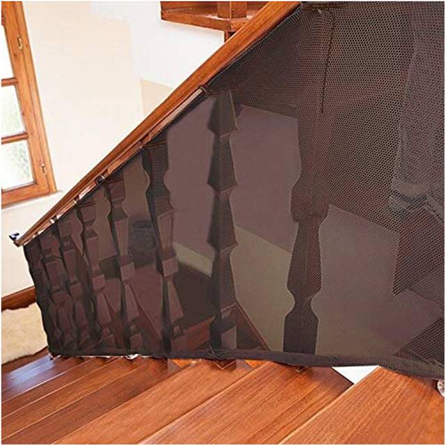 Revanom Child Safety Net, Balcony, Patios and Railing Stairs Netting, Safe Rail Net for Kids/Pet/Toy, Sturdy Mesh Fabric Material, 9.8 ft Brown Color