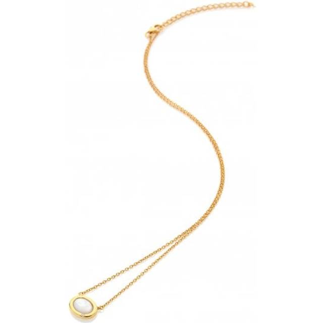 18ct Gold Plated Sterling Silver Oval Mother of Pearl Necklace DN200