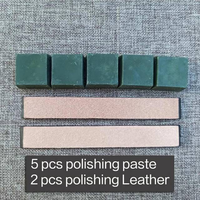 (a-Pink) Genuine Leather Straight Razor Folding Knife Sharpening Shave Sharpener Sharpening Belt polishing Leather and polishing paste