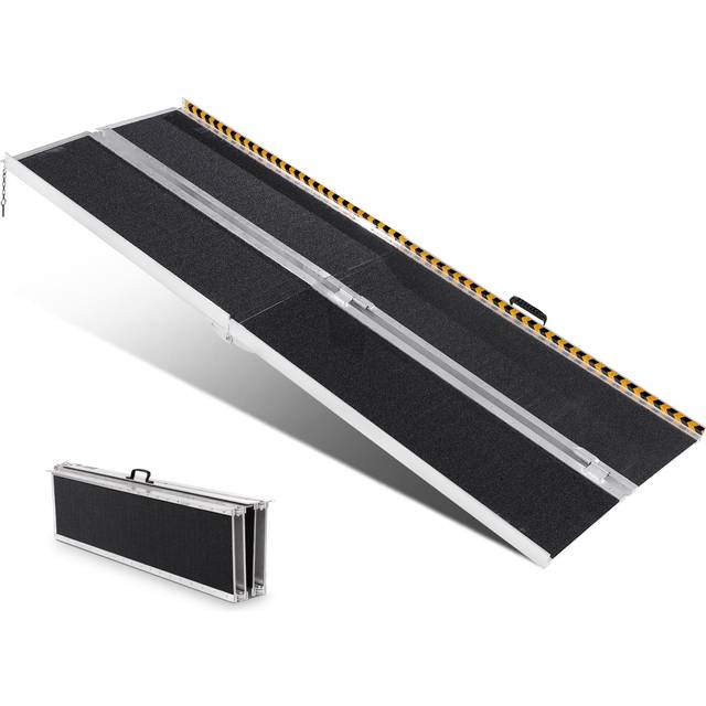 VEVOR Bärbar Rullstolsramp, 8 fot 800 lbs Kapacitet, Halkfri fällbar tröskelramp i aluminium, hopfällbar Mobility Scooter Ramp Rullstolsramp, Handikappramp för hemtrappor, trappor, dörröppningar, trottoarkanter
