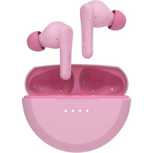 Belkin SoundForm Nano 2 Bluetooth-hörlurar för barn med inbyggd mikrofon, 28 tim. batteritid, säker volym på 85 dB, IPX5-vattentålighet, Rosa