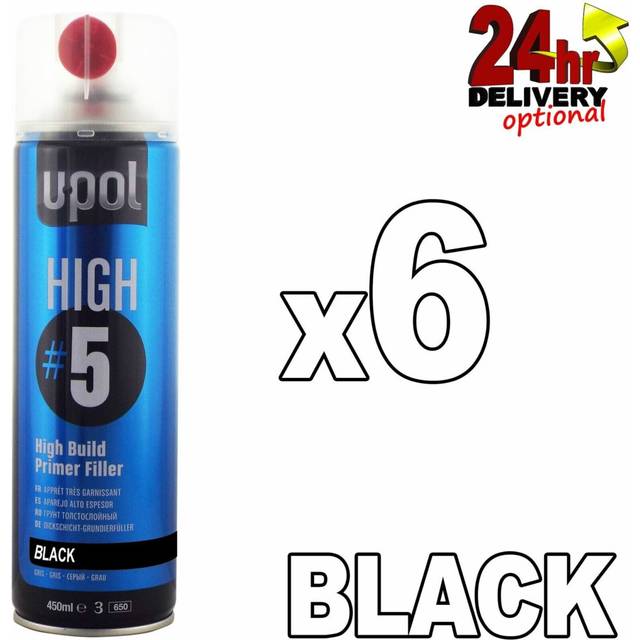U-pol High5 1k Ready For Use Black High Build Paint Primer 450ml 6 Cans Upol