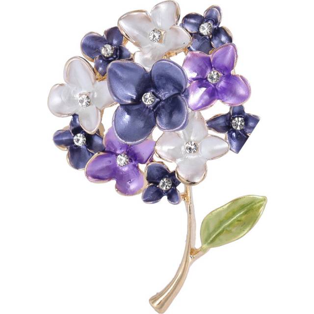 Enamel Purple Lilac Flower Brooches Women Collar Hydrangea Weddings Brooch Pins