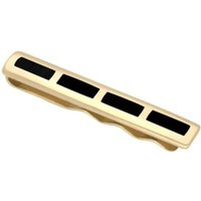 9ct Yellow Gold Whitby Jet Four Stone Inlaid Tie Slide