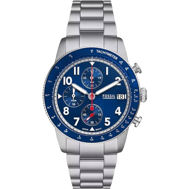 Fossil Sport Tourer Chronograph Stainless Steel Blue Dial Quartz FS6047 Men&#39;s Watch