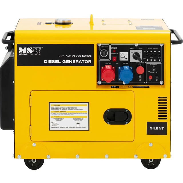 MSW Diesel Generator - 6370 / 7500 W - 16 L - 230/400 V - mobile - AVR - Euro 5 MSW-AVR 7500S EURO5