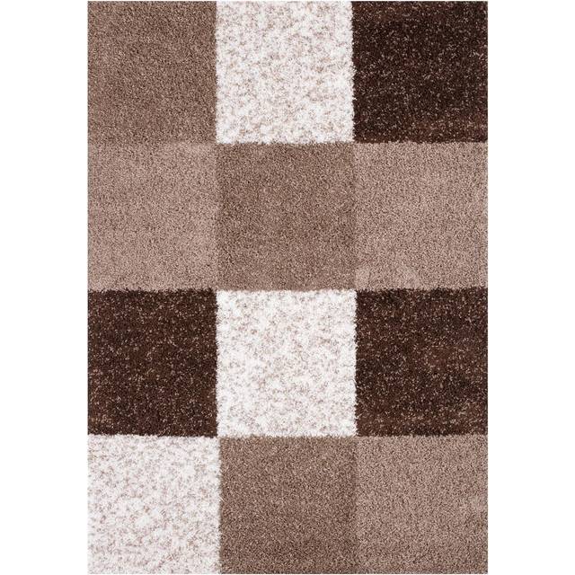 The Rugs Modern Luxury Shaggy Rug Geometric Brown 120X170Cm, Brown