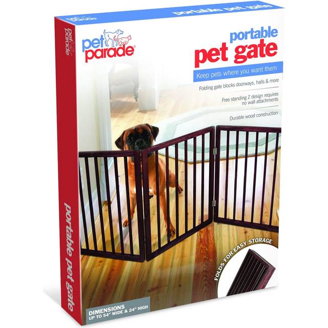 Pet Parade Folding Pet Gate  Brown  Extra Wide