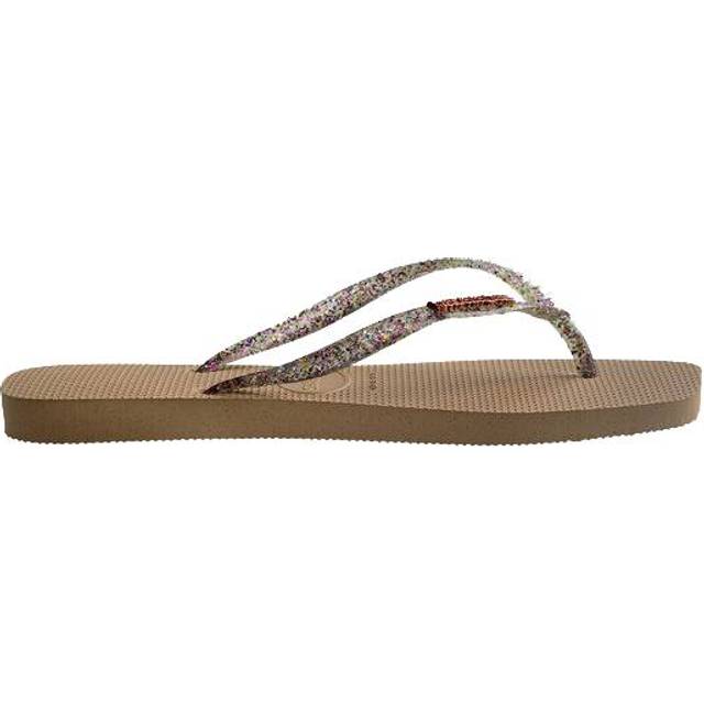 Slim Square Logo Metallic Flip Flops - Rose Gold - 39/40 (5.5 to 6.5)